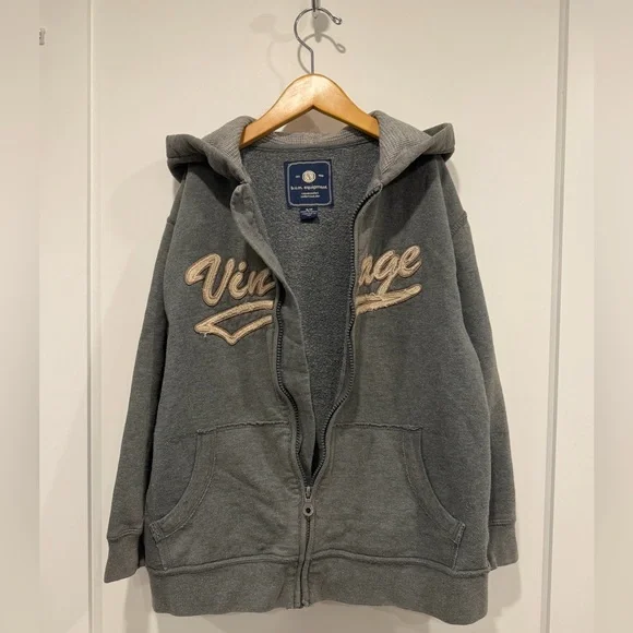 Vintage Gray Kids Zip-Up Hoodie - Picture 9 of 10